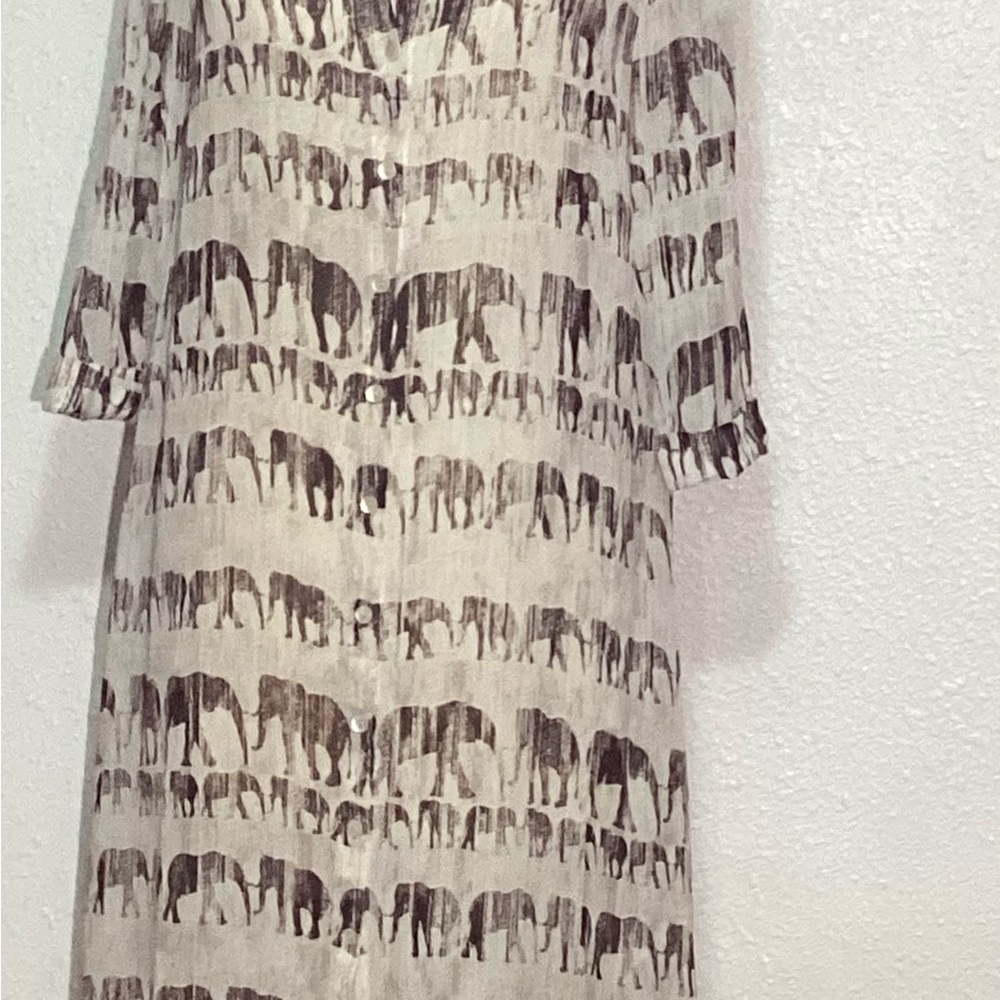Nic+ Zoe Elephant Print Sheer Button Up Dress Siz… - image 5
